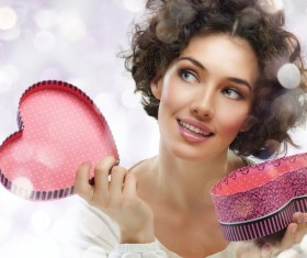 Girl with heart-shaped box Stock Photo 06