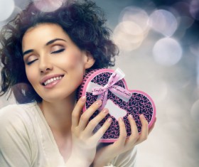 Girl with heart-shaped box Stock Photo 07