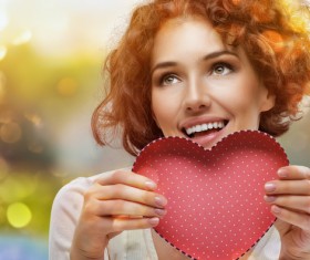 Girl with heart-shaped box Stock Photo 08