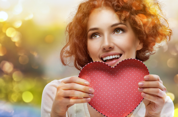 Girl with heart-shaped box Stock Photo 08
