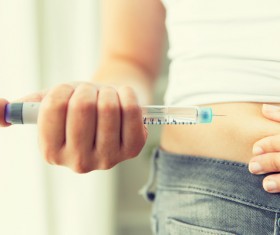 Give yourself a big fight for insulin Stock Photo
