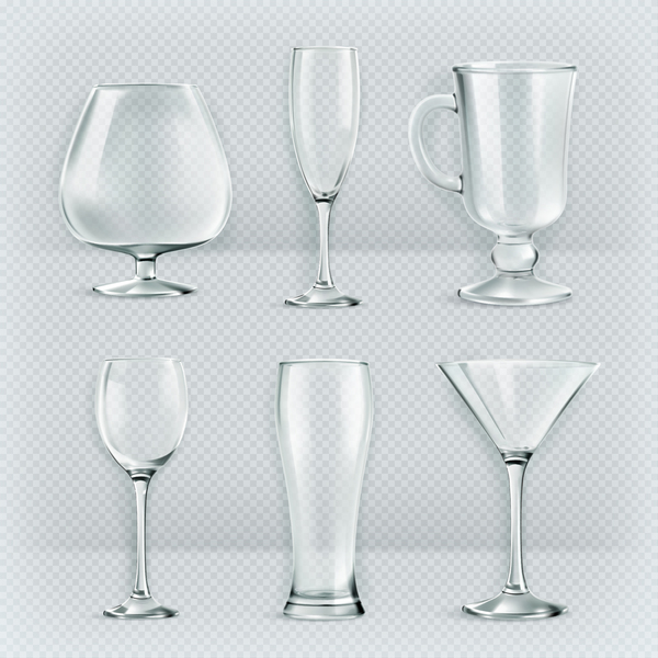 Glass cup set vector material