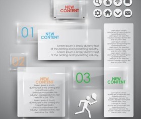 Glossy glass infographic vector template set 11