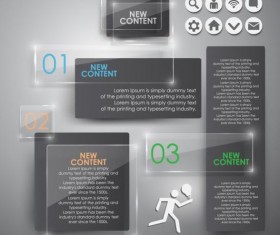 Glossy glass infographic vector template set 12