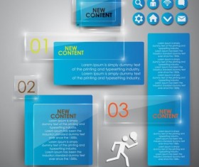 Glossy glass infographic vector template set 14