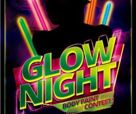 Glow Night Party Flyer Psd Template