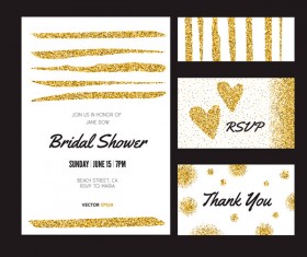Gold glitter card with cover template vector