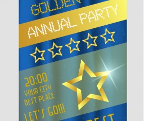 Golden annual party poster with stars vector