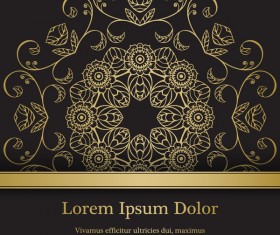Golden decorative with black background vector 01