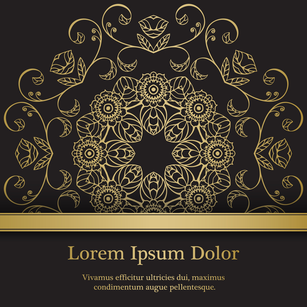 Golden decorative with black background vector 01