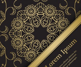 Golden decorative with black background vector 02