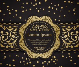 Golden decorative with black background vector 03