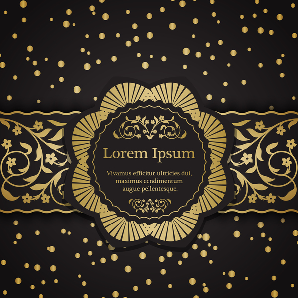 Golden decorative with black background vector 03