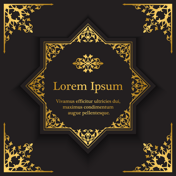 Golden decorative with black background vector 06