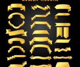 Golden ribbons vectors material set 01