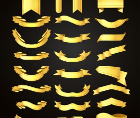 Golden ribbons vectors material set 02