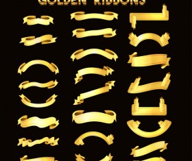 Golden ribbons vectors material set 03