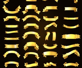 Golden ribbons vectors material set 04