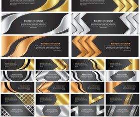 Golden with black abstract banner vectors set
