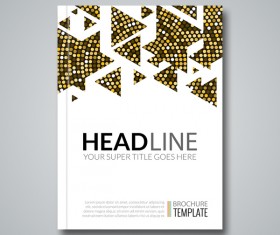Golden with white brochrue cover template vector