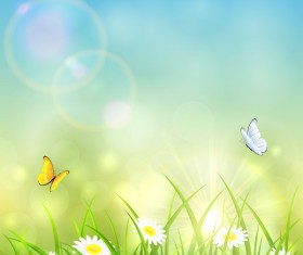 Grass and shinning sun vector background