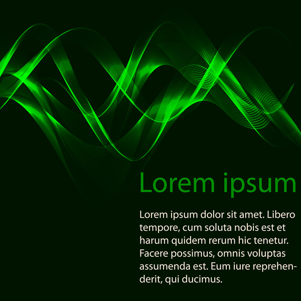 Green light wavy with black background vector