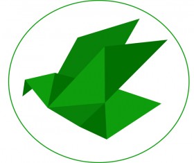Green origami bird vector