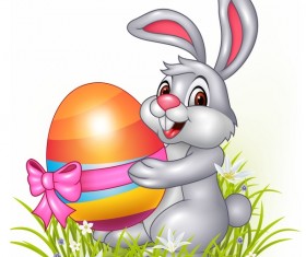 Gress with rabbit and easter egg vectors 02 free download