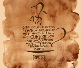 Grunge watercolor coffee background vector 01