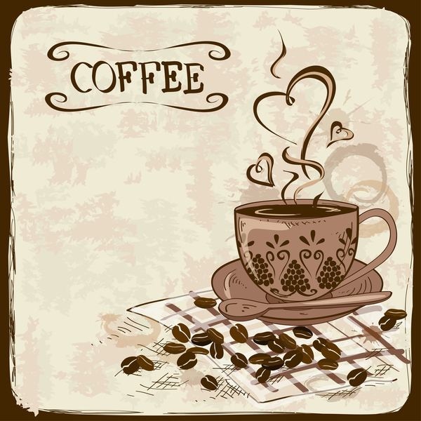 Hand drawn coffee background vectors 01