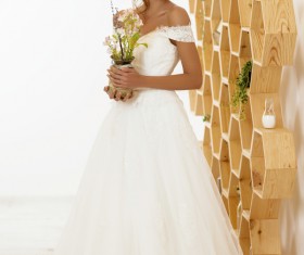 Hand holding a flower pot of dignified beauty woman Stock Photo 04