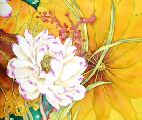 Hand-painted lotus Stock Photo