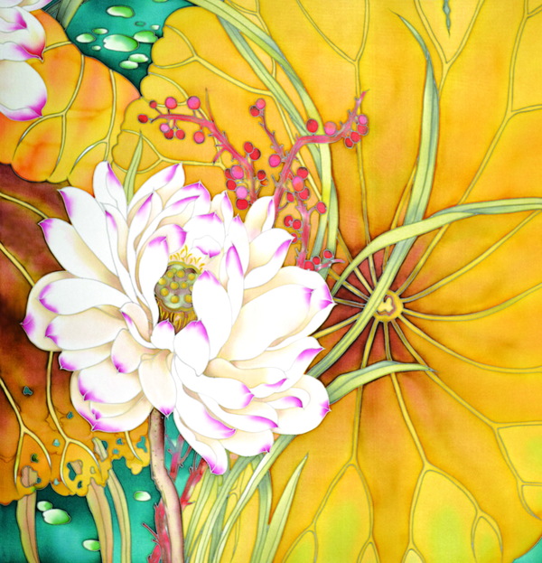 Hand-painted lotus Stock Photo