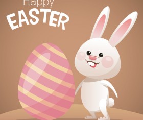 Happy easter card with cartoon bunny vector 05