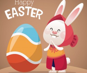 Happy easter card with cartoon bunny vector 06