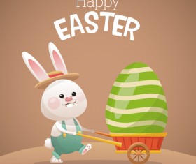 Happy easter card with cartoon bunny vector 07