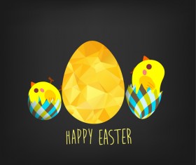 Happy easter greeting card with egg and chick vector