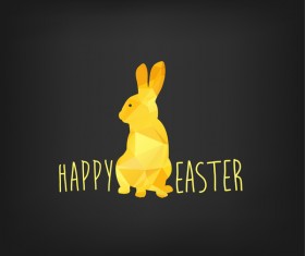 Happy easter greeting card with polygon golden bunny vector