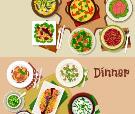 Healthy dinner food vector template 01