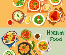 Healthy dinner food vector template 02