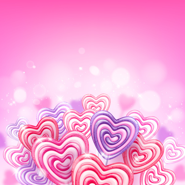 Heart candy cane with pink background vectors 03