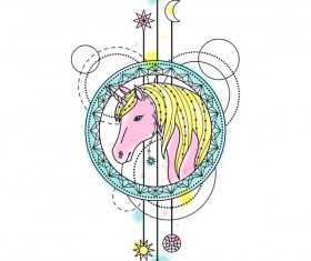 Horse with decorative illustration vector