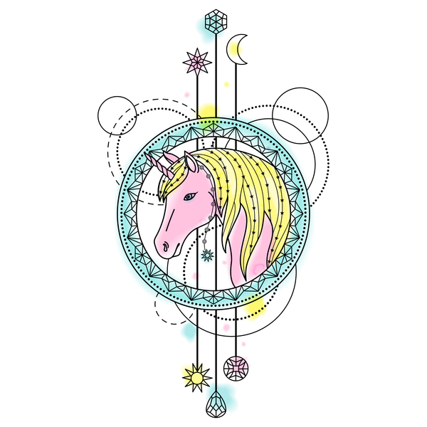Horse with decorative illustration vector