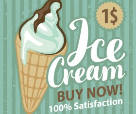 Ice cream poster vintage template vector 01
