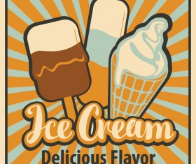 Ice cream poster vintage template vector 02
