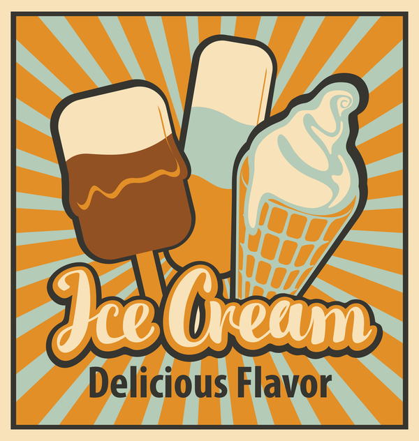 Ice cream poster vintage template vector 02