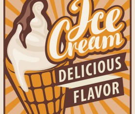 Ice cream poster vintage template vector 03