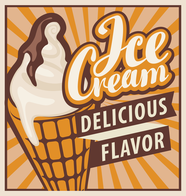 Ice cream poster vintage template vector 03