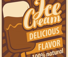 Ice cream poster vintage template vector 04
