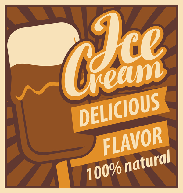 Ice cream poster vintage template vector 04